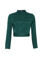 Green High Neck Satin Top