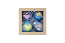 Set of Four Blue Sparkle Baubles