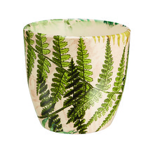 Beige Plant Pot With Leaf Design