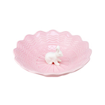 Pink Dish With White Bunny In Center