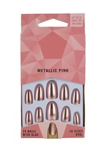 Metallic Pink False Nails