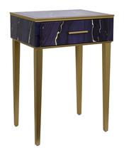 Purple Marble Side Table with Drawer