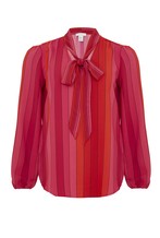 Red Stripe Blouse with Pussybow