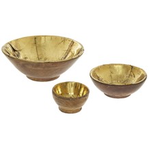 Set of Three Brown and Gold Bowls