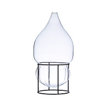 Small Drops Shape Vase Black Metal Pedestal