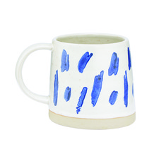 Clay Mug With Blue Paint Strokes