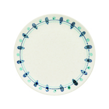 Large Speckled Plate With Blue Dotted Edge