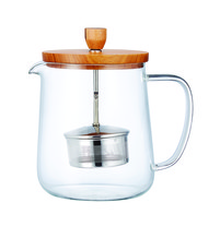 Wood Glass Herbal Tea Pot