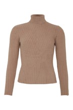 Womens Beige Roll Neck Jumper