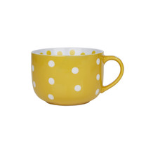 Yellow and White Polka Dot Large Mug