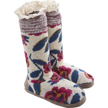 Multicoloured Floral Knitted Boot Slippers