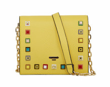 Yellow Embellished Cross Body Bag