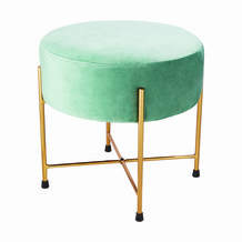 Green Velvet Stool With Gold Legs