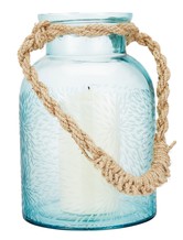 Blue Glass Jar Candle Holder