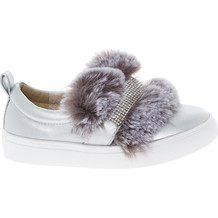 Silver Faux Fur Trainers