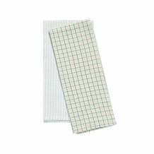 whiteteatowelx2withtealsquarelines