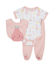 Pear Print Babygrow 3 Piece Set