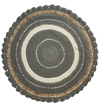Knitted Grey And Beige Circular Rug