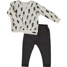 Grey & Beige Lightening Bolt Outfit