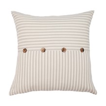 Grey and Cream Stripe Buttoned Cushion