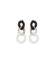 Black Gold And White Drop Earrings