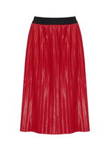 Red Leather Pleat Skirt