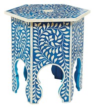 Blue Patterned Side Table
