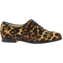 Brown Leather Leopard Print Shoes