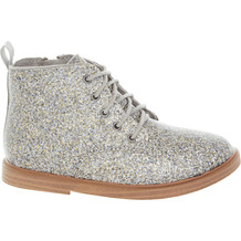 Silver Tone Glitter Boots