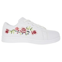 Sneakers, Blumenstickerei, Weiß