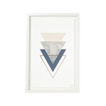 Large Framed Pink And Blue Triangle Print