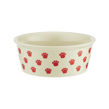Red Paw Print Dog Bowl