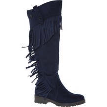 Navy Tassled High Leg Boots