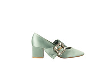 Satin green shoes