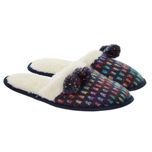 Navy Knitted Mule Slippers