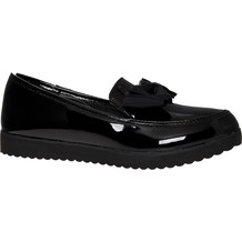 Black Patent Bow Slip On Shoes