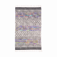 Blue, Orange, Yellow, Black Multi Geometrical Shapes Rug