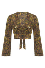 Leopard Print Tie Front Top