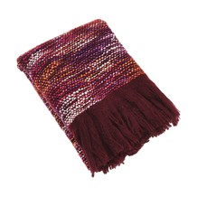 Multicoloured Maroon Tassel Throw