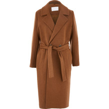 Tan Brown Wool Blend Trench Coat