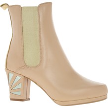 Cream Leather Heeled Boots