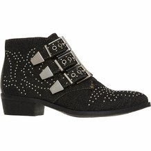 Denim Western Style Buckle Boots