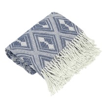 Blue And White Tassel Throw
