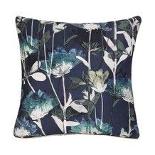 Dark Blue Leaf Print Cushion