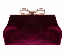Burgundy Velvet Bow Clutch