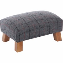 Small Grey & Black Checkered Footstool