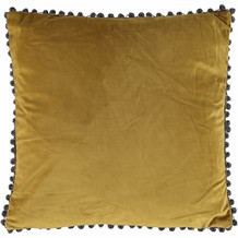 Moss Green & Charcoal Pom Pom Cushion