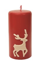 Red Candle With Cream Deer