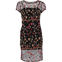 Mini Kleid, Schwarz, Blumenmuster
