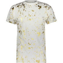 White & Gold Tone Splattered T Shirt